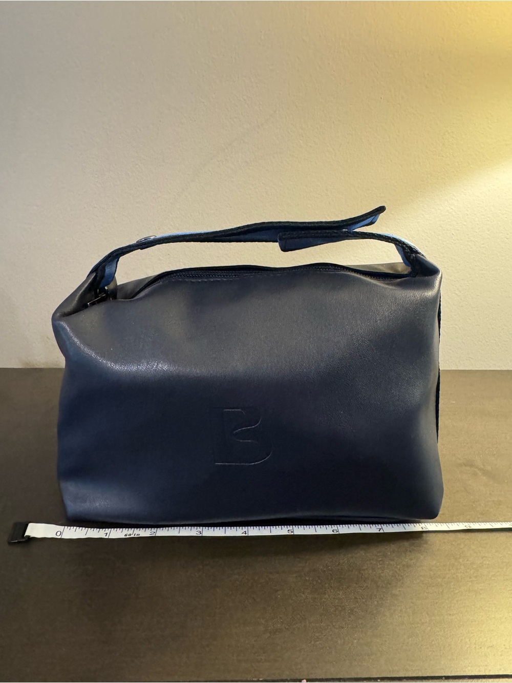 Bluemercury Navy Blue Limited Edition Pouch Button Handle 8” x 5” x 5.5” NEW